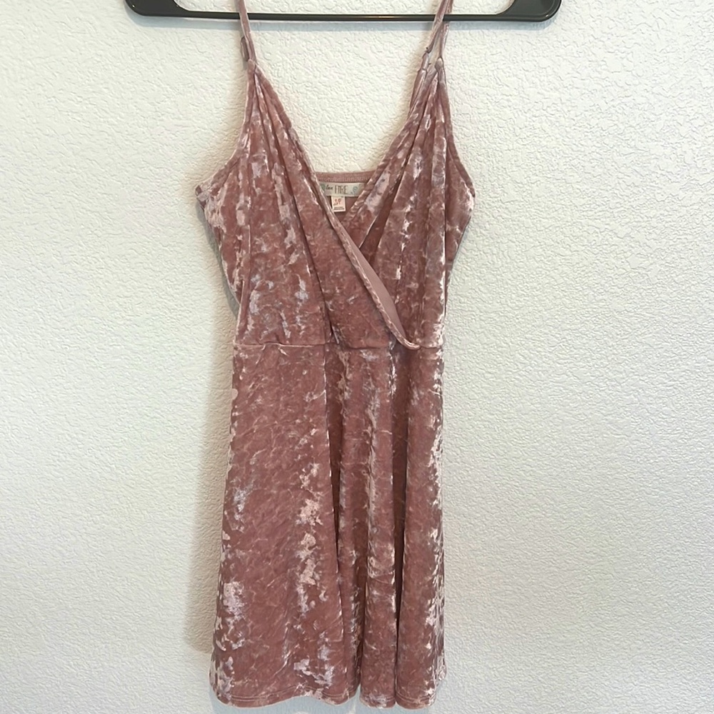 Pink velvet mini dress